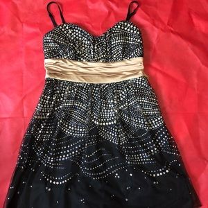 Black Spaghetti Strap Prom Dress with Glitter
